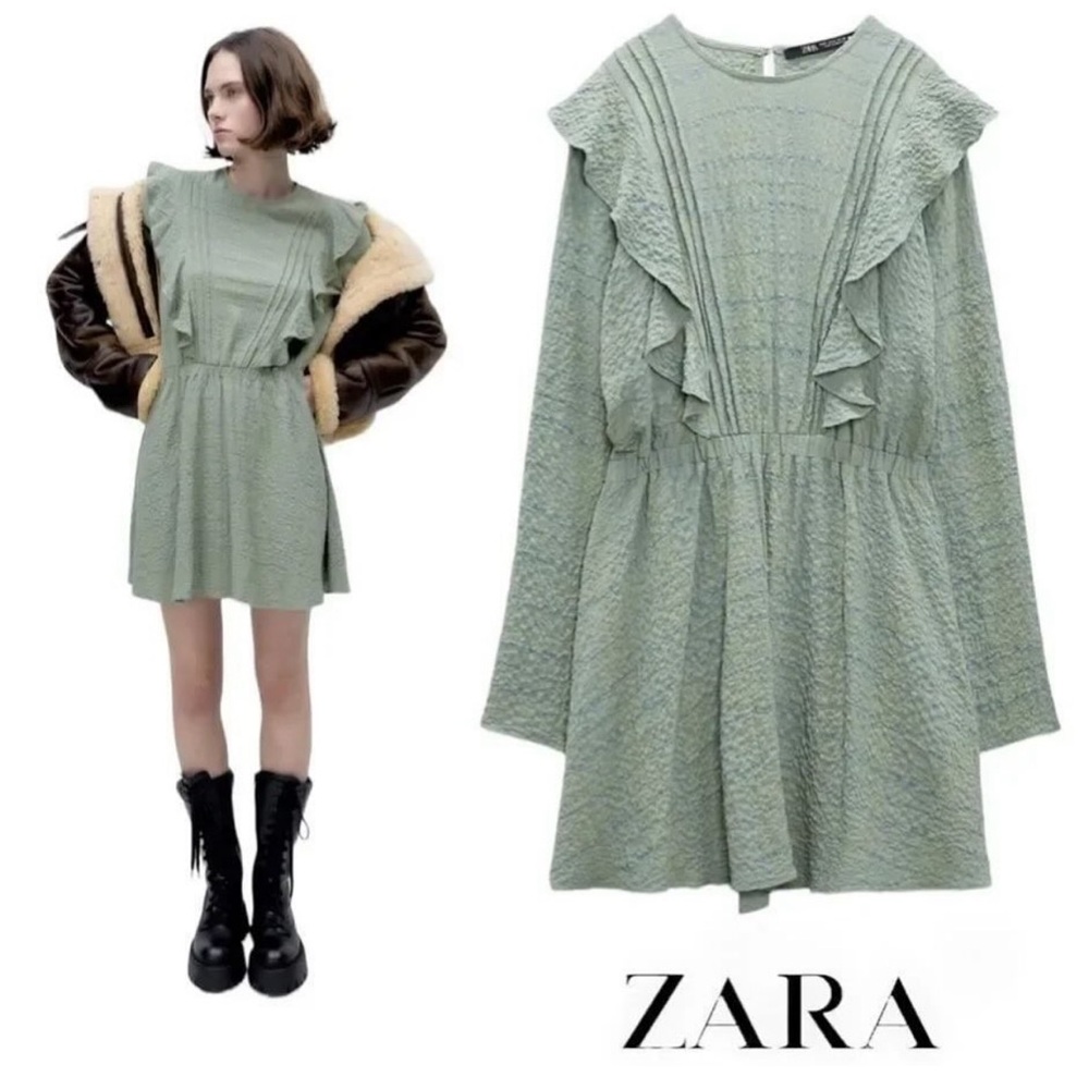 Zara Green Ruffle Dress
